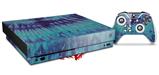 Skin Wrap for XBOX One X Console and Controller Tie Dye Blue Stripes