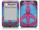 Tie Dye Peace Sign 100 - Decal Style Skin fits Amazon Kindle 3 Keyboard (with 6 inch display)