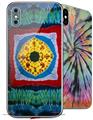 2 Decal style Skin Wraps set for Apple iPhone X and XS Tie Dye Circles and Squares 101
