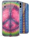 2 Decal style Skin Wraps set for Apple iPhone X and XS Tie Dye Peace Sign 103