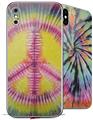 2 Decal style Skin Wraps set for Apple iPhone X and XS Tie Dye Peace Sign 104