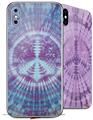 2 Decal style Skin Wraps set for Apple iPhone X and XS Tie Dye Peace Sign 106