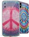 2 Decal style Skin Wraps set for Apple iPhone X and XS Tie Dye Peace Sign 108