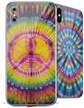2 Decal style Skin Wraps set for Apple iPhone X and XS Tie Dye Peace Sign 109