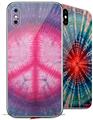 2 Decal style Skin Wraps set for Apple iPhone X and XS Tie Dye Peace Sign 110