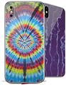 2 Decal style Skin Wraps set for Apple iPhone X and XS Tie Dye Swirl 100