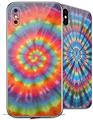 2 Decal style Skin Wraps set for Apple iPhone X and XS Tie Dye Swirl 102