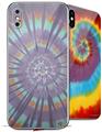 2 Decal style Skin Wraps set for Apple iPhone X and XS Tie Dye Swirl 103