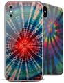 2 Decal style Skin Wraps set for Apple iPhone X and XS Tie Dye Bulls Eye 100