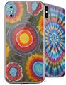 2 Decal style Skin Wraps set for Apple iPhone X and XS Tie Dye Circles 100