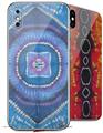 2 Decal style Skin Wraps set for Apple iPhone X and XS Tie Dye Circles and Squares 100