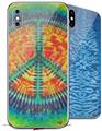 2 Decal style Skin Wraps set for Apple iPhone X and XS Tie Dye Peace Sign 111