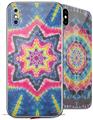 2 Decal style Skin Wraps set for Apple iPhone X and XS Tie Dye Star 101