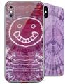 2 Decal style Skin Wraps set for Apple iPhone X and XS Tie Dye Happy 100