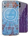 2 Decal style Skin Wraps set for Apple iPhone X and XS Tie Dye Happy 101