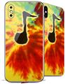 2 Decal style Skin Wraps set for Apple iPhone X and XS Tie Dye Music Note 100