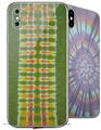 2 Decal style Skin Wraps set for Apple iPhone X and XS Tie Dye Spine 101