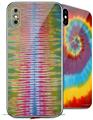 2 Decal style Skin Wraps set for Apple iPhone X and XS Tie Dye Spine 102