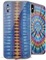 2 Decal style Skin Wraps set for Apple iPhone X and XS Tie Dye Spine 104