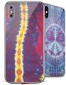 2 Decal style Skin Wraps set for Apple iPhone X and XS Tie Dye Spine 105