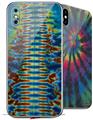 2 Decal style Skin Wraps set for Apple iPhone X and XS Tie Dye Spine 106
