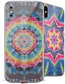2 Decal style Skin Wraps set for Apple iPhone X and XS Tie Dye Star 104