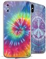 2 Decal style Skin Wraps set for Apple iPhone X and XS Tie Dye Swirl 104