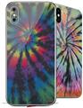 2 Decal style Skin Wraps set for Apple iPhone X and XS Tie Dye Swirl 105