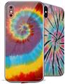 2 Decal style Skin Wraps set for Apple iPhone X and XS Tie Dye Swirl 108