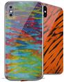 2 Decal style Skin Wraps set for Apple iPhone X and XS Tie Dye Tiger 100