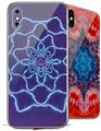2 Decal style Skin Wraps set for Apple iPhone X and XS Tie Dye Purple Stars