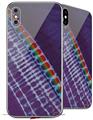 2 Decal style Skin Wraps set for Apple iPhone X and XS Tie Dye Alls Purple