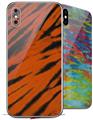 2 Decal style Skin Wraps set for Apple iPhone X and XS Tie Dye Bengal Side Stripes
