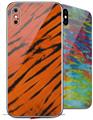 2 Decal style Skin Wraps set for Apple iPhone X and XS Tie Dye Bengal Belly Stripes