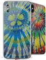 2 Decal style Skin Wraps set for Apple iPhone X and XS Tie Dye Peace Sign Swirl