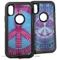 2x Decal style Skin Wrap Set compatible with Otterbox Defender iPhone X and Xs Case - Tie Dye Peace Sign 100 (CASE NOT INCLUDED)