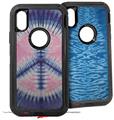 2x Decal style Skin Wrap Set compatible with Otterbox Defender iPhone X and Xs Case - Tie Dye Peace Sign 101 (CASE NOT INCLUDED)