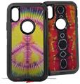 2x Decal style Skin Wrap Set compatible with Otterbox Defender iPhone X and Xs Case - Tie Dye Peace Sign 104 (CASE NOT INCLUDED)