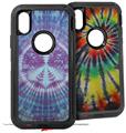 2x Decal style Skin Wrap Set compatible with Otterbox Defender iPhone X and Xs Case - Tie Dye Peace Sign 106 (CASE NOT INCLUDED)