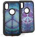 2x Decal style Skin Wrap Set compatible with Otterbox Defender iPhone X and Xs Case - Tie Dye Peace Sign 107 (CASE NOT INCLUDED)