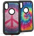 2x Decal style Skin Wrap Set compatible with Otterbox Defender iPhone X and Xs Case - Tie Dye Peace Sign 108 (CASE NOT INCLUDED)