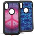 2x Decal style Skin Wrap Set compatible with Otterbox Defender iPhone X and Xs Case - Tie Dye Peace Sign 110 (CASE NOT INCLUDED)