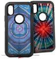 2x Decal style Skin Wrap Set compatible with Otterbox Defender iPhone X and Xs Case - Tie Dye Circles and Squares 100 (CASE NOT INCLUDED)