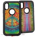 2x Decal style Skin Wrap Set compatible with Otterbox Defender iPhone X and Xs Case - Tie Dye Peace Sign 111 (CASE NOT INCLUDED)