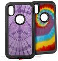 2x Decal style Skin Wrap Set compatible with Otterbox Defender iPhone X and Xs Case - Tie Dye Peace Sign 112 (CASE NOT INCLUDED)