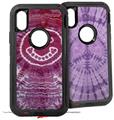 2x Decal style Skin Wrap Set compatible with Otterbox Defender iPhone X and Xs Case - Tie Dye Happy 100 (CASE NOT INCLUDED)