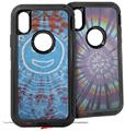 2x Decal style Skin Wrap Set compatible with Otterbox Defender iPhone X and Xs Case - Tie Dye Happy 101 (CASE NOT INCLUDED)