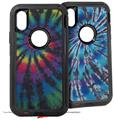 2x Decal style Skin Wrap Set compatible with Otterbox Defender iPhone X and Xs Case - Tie Dye Swirl 105 (CASE NOT INCLUDED)