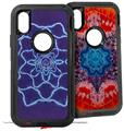 2x Decal style Skin Wrap Set compatible with Otterbox Defender iPhone X and Xs Case - Tie Dye Purple Stars (CASE NOT INCLUDED)