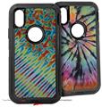 2x Decal style Skin Wrap Set compatible with Otterbox Defender iPhone X and Xs Case - Tie Dye Mixed Rainbow (CASE NOT INCLUDED)